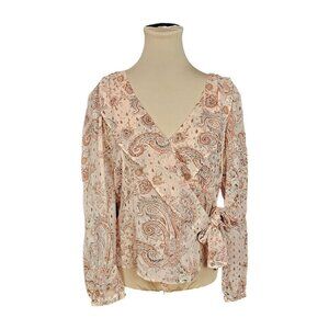 Tapemeasure Anthropologie Floral Sheer Wrap Top 100% Silk Lightweight Sz 8